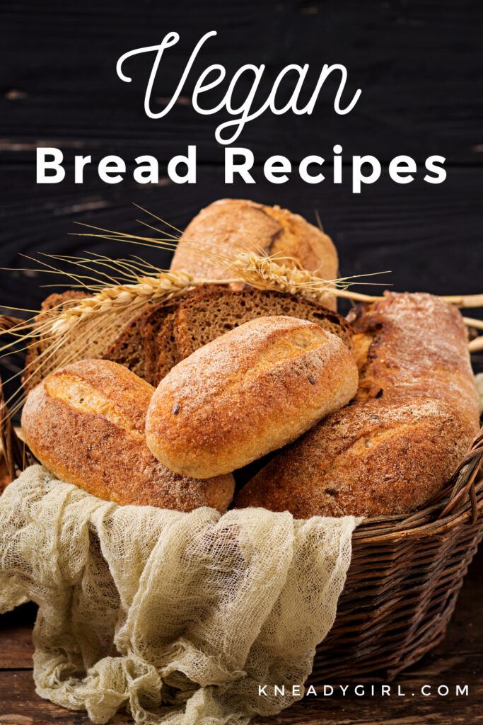 A basket full of different kinds of bread with text overlay.